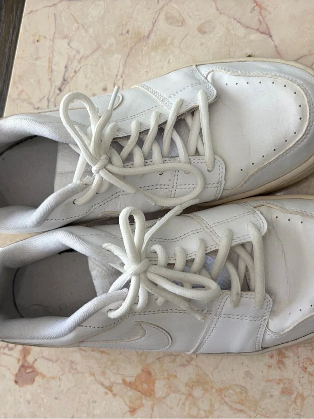 Nike Men’s White Low-Top Leather Sneakers with Cream Sole